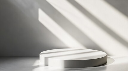 Poster - Minimalist display platform highlighted by soft shadows in contemporary setting
