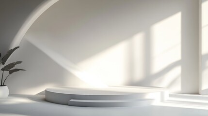 Poster - Minimalist interior design a serene space with natural light and curved lines