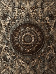 Wall Mural - Mandala ornament formed from line decoration icons