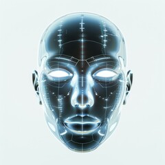 Poster - Glowing humanoid head illustrating artificial intelligence and futuristic technology