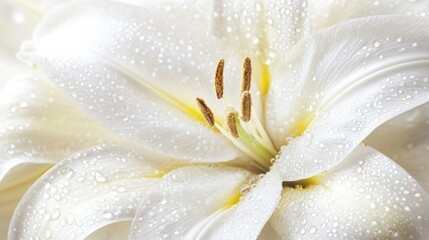 Aufkleber - Elegant White Lily with Water Droplets Close-Up