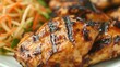 © วรรณภา มะโนศรี - Grilled Chicken with Fresh Salad on Plate