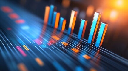 Aufkleber - Colorful Data Visualization with Bars and Lines
