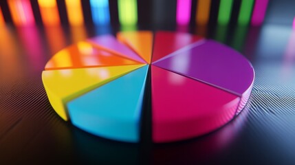 Poster - Colorful Pie Chart with Vibrant Background Effects