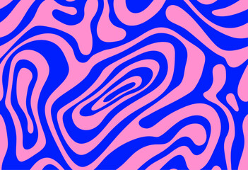 Leinwandbilder - Psychedelic groovy trippy y2k retro seamless pattern in pink and blue colors. Wavy and swirled brush strokes seamless pattern. Abstract liquid background for packaging design and advertisement.