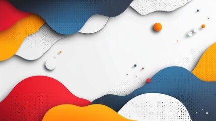Fototapete - Abstract vector art with overlapping shapes, white background