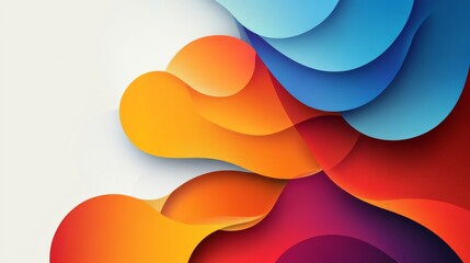 Fototapete - Abstract vector art with overlapping shapes, white background