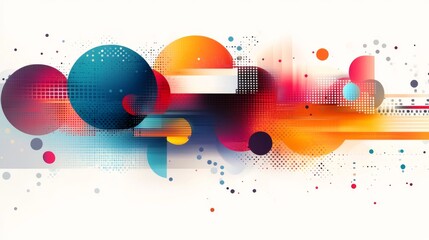 Fototapete - Abstract vector art with overlapping shapes, white background