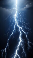 Sticker - Striking white lightning bolts illuminate dark wallpaper during a stormy night. Generative AI