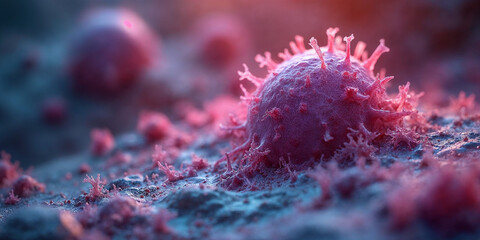 Visual images of viruses and cancer cells. Suitable for banners about health science, articles about diseases, etc.