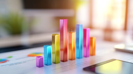 Aufkleber - Colorful Bar Graph on a Business Desk