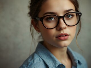 Portrait of a pretty girl with glasses.