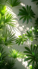 Poster - Lush Green Leaves with Soft Light Shadows