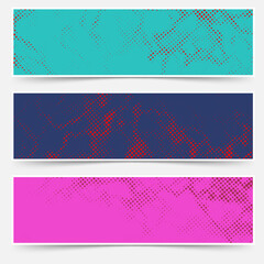 Wall Mural - pop art style colorful headers flyers collection with a grungy polka dot pattern. vector illustratio