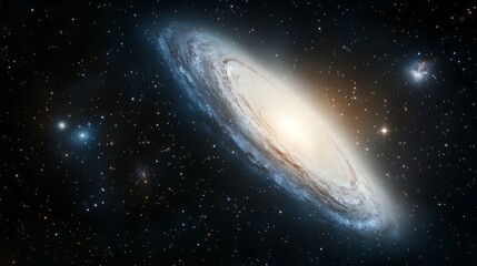 Wall Mural - galactic spiral galaxy captured in a vast cosmic landscape with bright star clusters and nebulae