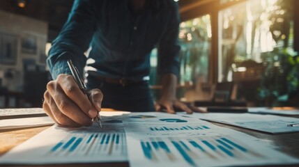 Aufkleber - Business Professional Analyzing Charts and Reports