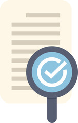 Poster - magnifying glass is inspecting a document, with a check mark icon symbolizing successful verificatio