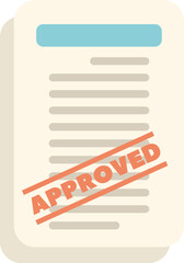 Poster - this flat style icon shows a document with text and a red approved stamp, signifying validation