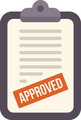 Poster - clipboard showing approved document for business agreement, contract with signature and approved sta