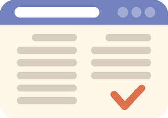 Fototapete - Minimalist flat design illustration of a website displaying a check mark, indicating a successful operation