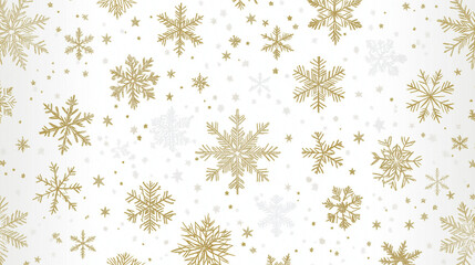 Wall Mural - christmas background with gold snowflakes and stars pattern, white background
