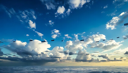 Wall Mural - large clouds form backdrop stunning views sky banners various sizes across daily