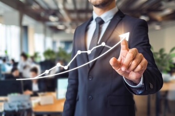 Poster - Businessman pointing growing business graph in office