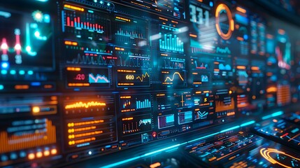 Aufkleber - cybernetic dashboard: futuristic interface display