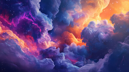 Wall Mural - abstract colorful spiral swirls universe nebula clouds in space, with starry night cosmos galactic s