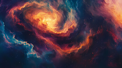 Wall Mural - abstract colorful spiral swirls universe nebula clouds in space, with starry night cosmos galactic s