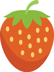 Poster - Ripe red strawberry showing seeds and stem on white background