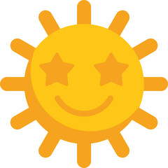 Wall Mural - Happy cartoon sun smiling with starry eyes