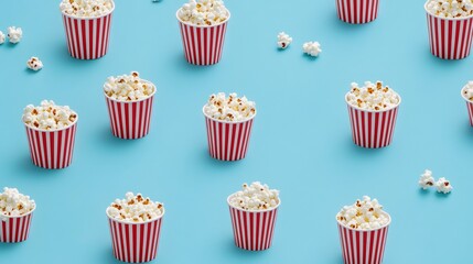 popcorn cups on blue background