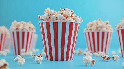 popcorn cups on blue background