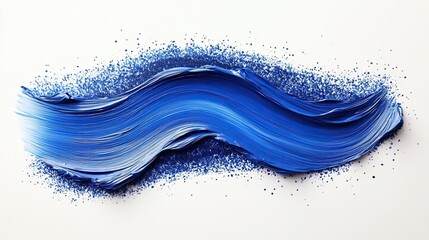 Large horizontal stroke of cobalt blue, made with oil paints on white canvas. Textured surface and rich color create a sense of depth and volume.