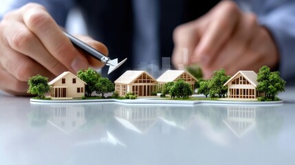 Poster - A businessman in a suit uses a tablet to illustrate a rising growth graph, indicating success in a corporate setting