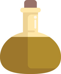 Poster - round bottom flask containing yellow liquid, stoppered with a cork, simple flat design illustration