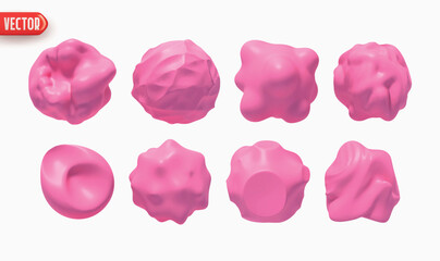 Poster - Set of Metaball shapes of objects realistic 3d design. Collection Meteorites asteroids comet Round ball spherical elements. Vector illustration