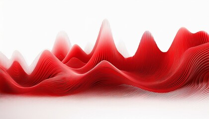 A bold, red equalizer wave with sharp peaks and valleys, isolated on a white background with