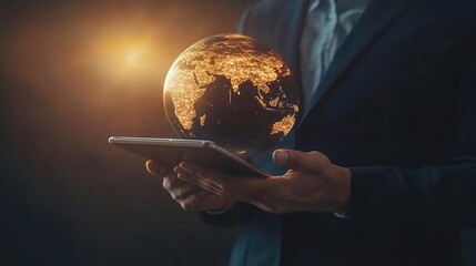 Poster - Handheld Globe with Illuminated World Map