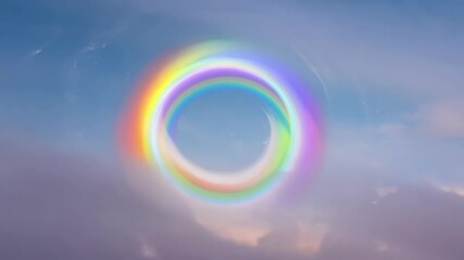 Poster - Bright rainbow ring is appearing in a cloudy sky. This surreal animation is looping and perfect for fantasy and science fiction projects