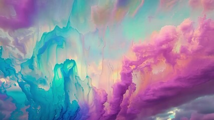 Aufkleber - Turquoise and purple clouds intertwine, creating a surreal landscape filled with vibrant colors. The ethereal scene evokes a sense of magic and mystery in the atmosphere