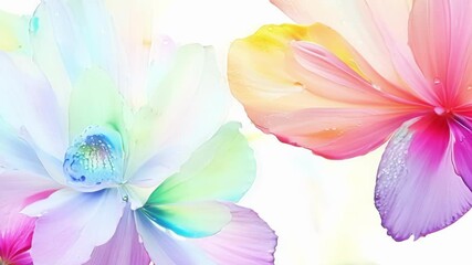 Aufkleber - Pastel flowers are blooming in a surreal floral background. The colors are soft and dreamy, creating a romantic and ethereal atmosphere