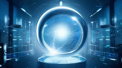 Poster - Futuristic sphere is glowing and changing, suggesting a futuristic technology concept. The surreal atmosphere adds to the feeling of being at the forefront of innovation