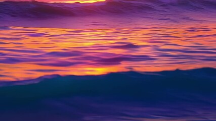 Poster - Mesmerizing sunset casts vibrant colors over the ocean, creating a dreamy and surreal atmosphere that captivates the senses and invites relaxation and tranquility