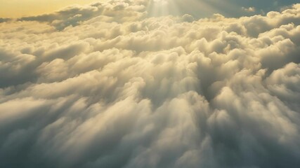 Poster - Sunbeams are piercing the clouds, creating a beautiful and surreal atmosphere. The clouds are moving slowly, creating ever changing shapes and patterns