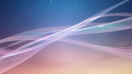 Aufkleber - Surreal abstract animation features colorful wavy lines flowing across a gradient background, accompanied by floating particles that enhance the dreamlike atmosphere