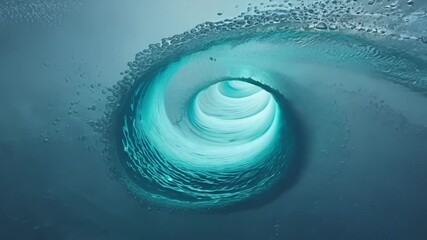 Aufkleber - Swirling water forms a perfect circle, creating a mesmerizing vortex. Light shines through, enhancing the surreal and dreamlike quality of the fluid motion