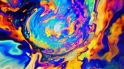 Poster - Dark, abandoned building with an open door showing a colorful, abstract swirl slowly engulfs the image, symbolizing transformation and the unknown