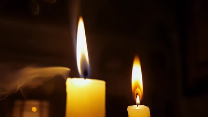 Poster - Candle flames dance in a surreal sequence, creating a mesmerizing interplay of light and shadow. The warm glow evokes a romantic atmosphere, enhancing feelings of peace and tranquility